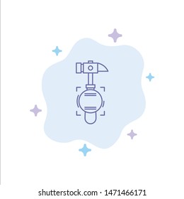 Hammer, Crash, Break, Tool Blue Icon on Abstract Cloud Background