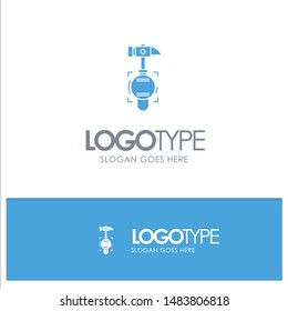 Hammer, Crash, Break, Tool Blue Solid Logo with place for tagline