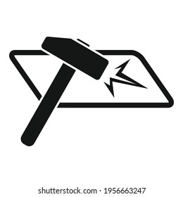 Hammer crash glass icon. Simple illustration of Hammer crash glass vector icon for web design isolated on white background