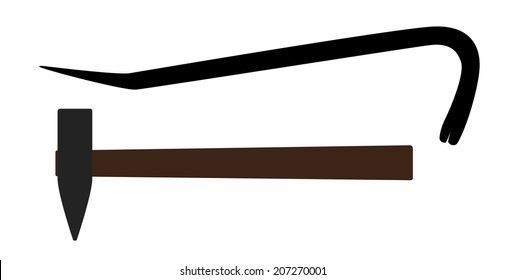 Hammer and Crowbar. Construction Tools. Vector Illustration. EPS10