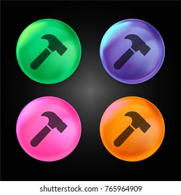 Hammer crystal ball design icon in green - blue - pink and orange.