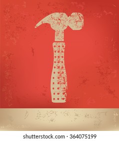 Hammer design on red background,grunge vector