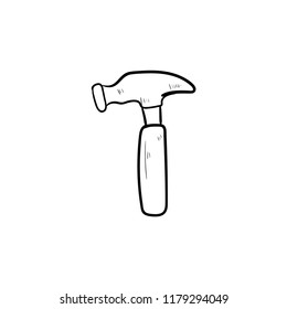 hammer doodle icon vector 