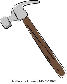 Hammer drawing, illustration, vector on white background.