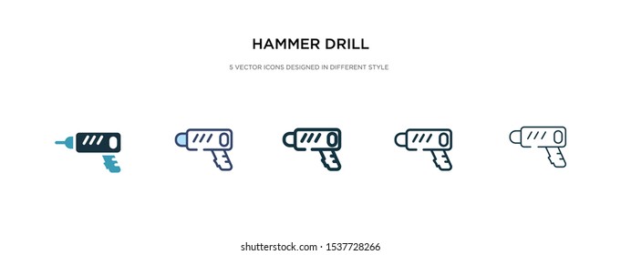 hammer drill icon in different style vector illustration. two colored and black hammer drill vector icons designed in filled, outline, line and stroke style can be used for web, mobile, ui