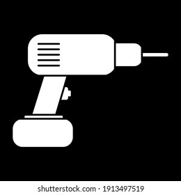 Icono de taladro de martillo sobre fondo negro. Ilustración vectorial.