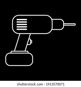Hammer bohrt Symbol auf schwarzem Hintergrund. Vektorgrafik.