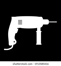Icono de taladro de martillo sobre fondo negro. Ilustración vectorial.