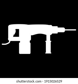 Icono de taladro de martillo sobre fondo negro. Ilustración vectorial.