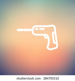 Hammer drill icon thin line for web and mobile, modern minimalistic flat design. Vector white icon on gradient mesh background.
