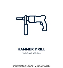 hammer drill icon from tools and utensils collection. Thin linear hammer drill, tool, hammer outline icon isolated on white background. Line vector hammer drill sign, symbol for web and mobile