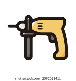 Hammer drill illustration icon.Simple vector outline, clipart for graphic design.