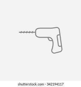 Hammer drill line icon for web, mobile and infographics. Vector dark grey icon isolated on light grey background.