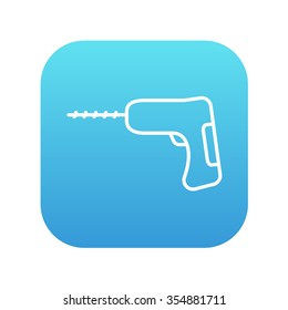 Hammer drill line icon for web, mobile and infographics. Vector white icon on the blue gradient square with rounded corners isolated on white background.