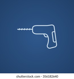 Hammer drill line icon for web, mobile and infographics. Vector light blue icon isolated on blue background.