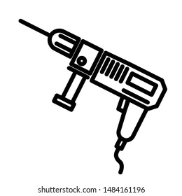 Hammer drill linear style icon. Vector illustration isolated on white background