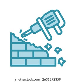 Hammer Drill mini ilustração ícone de cor de tom duplo, uso para engenharia civil, indústria, construção, UI, kit UX, aplicativo e desenvolvimento web, digital ou impressão.