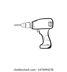 Hammer drill  outline doodle hand drawn