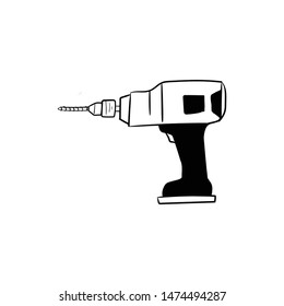 Hammer drill  outline doodle hand drawn