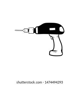 Hammer drill  outline doodle hand drawn