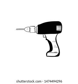 Hammer drill  outline doodle hand drawn