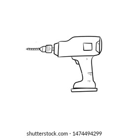 Hammer drill  outline doodle hand drawn