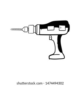 Hammer drill  outline doodle hand drawn