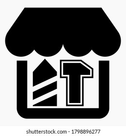 Hammer and drill shop icon. Equipment store. Construction products. Vector icon.