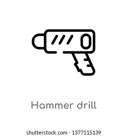 hammer drill vector line icon. Simple element illustration. hammer drill outline icon from tools and utensils concept. Can be used for web and mobile