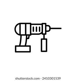Hammer Drill Vector Line Icon Design