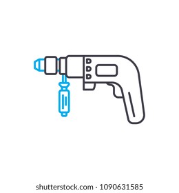 Hammer drill vector thin line stroke icon. Hammer drill outline illustration, linear sign, symbol concept.