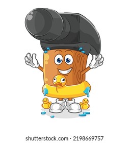 the hammer with duck buoy cartoon. cartoon mascot vector