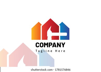 hammer emblem logo template for icon construction, developer real estate, initial logo, brand system, marketing kit, and builder company