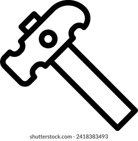 Hammer-Ingenieursymbol mit schwarzem Umriss-Stil. Hammer, Arbeit, Werkzeug, Reparatur, Bau, Ausrüstung, Instrument. Vektorgrafik
