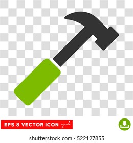 Hammer EPS vector pictogram. Illustration style is flat iconic bicolor eco green and gray symbol on white background.