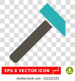Hammer EPS vector pictograph. Illustration style is flat iconic bicolor grey and cyan symbol on white background.