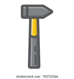 Hammer filled outline icon, build and repair, tool sign vector graphics, a colorful line pattern on a white background, eps 10.