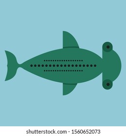 Hammer fish, illustration, vector on white background.