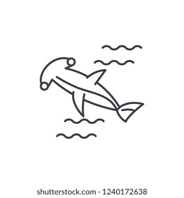 Hammer fish line icon concept. Hammer fish vector linear illustration, symbol, sign