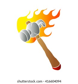 Hammer in flames.vector illustration