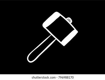 hammer flat black icon doodle