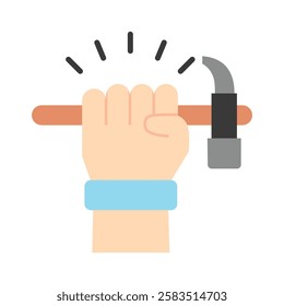 Hammer flat color icon, mini, small illustration. use for modern concept, print, UI, UX kit, web and app development. Vector EPS 10, related to industrial, business, finance, investment.