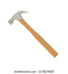 Hammer in flachem Design einzeln auf weißem Hintergrund