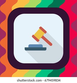 hammer flat icon with long shadow, vector illustration