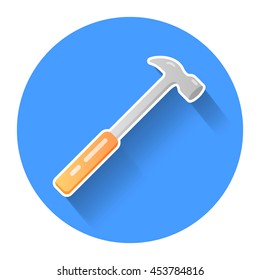 Hammer flat icon. Repair tool. Vector design