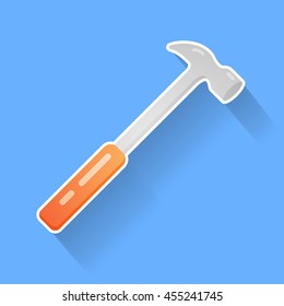 Hammer flat icon. Repair tool. Vector design
