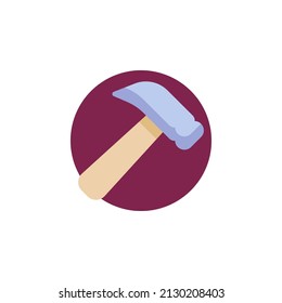 Hammer flat icon. Round colorful button, circular vector sign. Flat style design