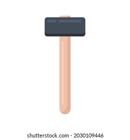 Hammer flat icon. Wood hummer symbol. Work repair tool. Vector illustration isolated on white.