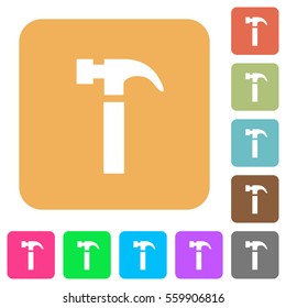 Hammer flat icons on rounded square vivid color backgrounds.