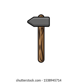 Hammer flat illustration. Vector tooling  icon for design and web.